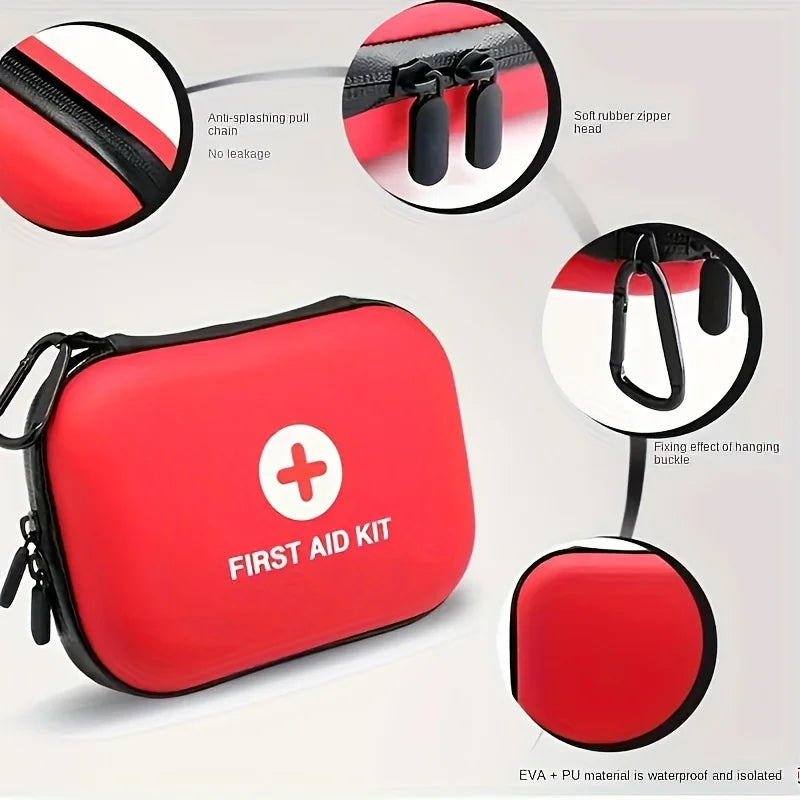 Kit de premiers secours compact SONORA avec bandages, ciseaux et pansements dans une pochette de transport.