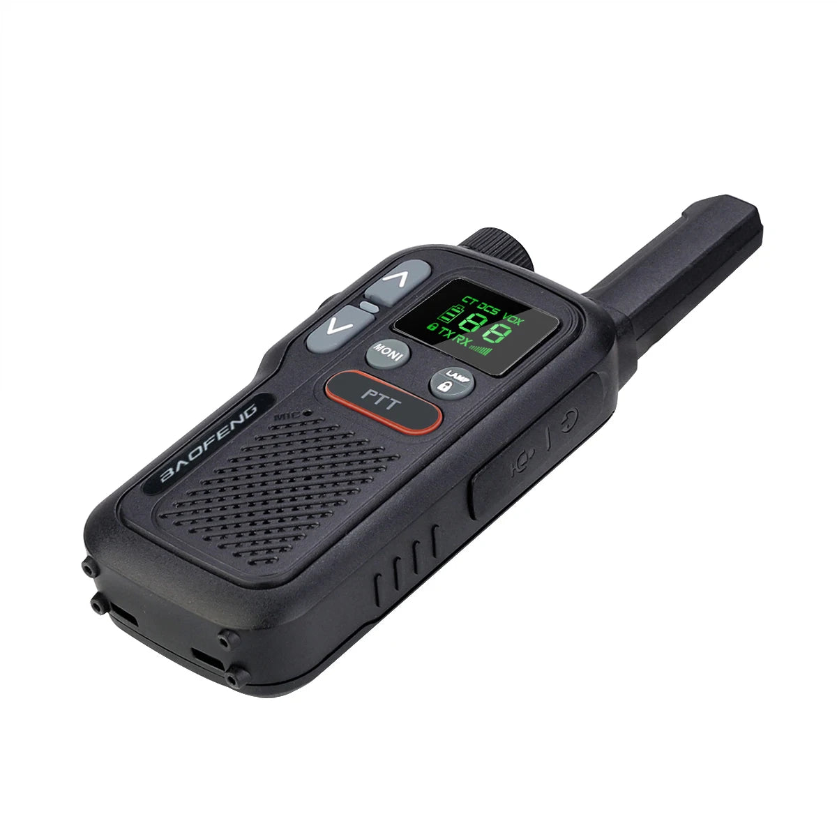 Deux talkies-walkies longue portée SONORA 5W avec câbles pour communication claire et efficace en extérieur.