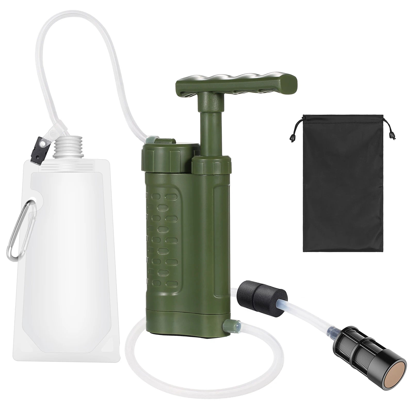 Filtre à eau de survie portable SONORA blanc, léger et compact pour purifier l'eau en plein air.