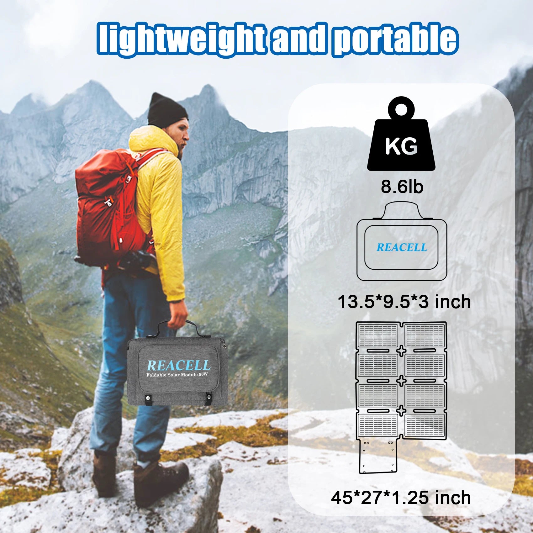 Panneau solaire portable pliable SONORA avec cellules solaires, conçu pour la recharge en extérieur et voyages écologiques.