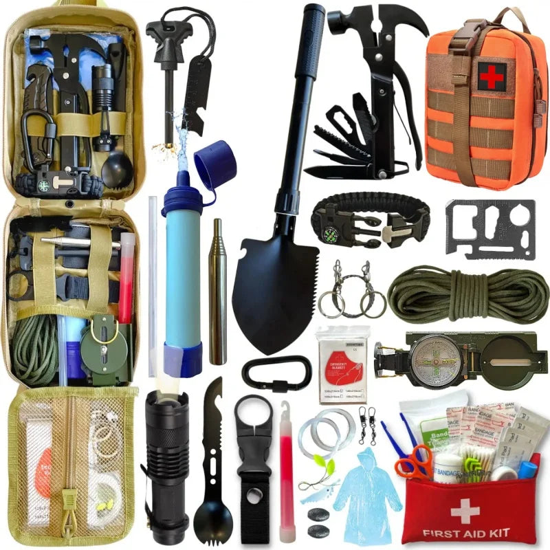 Kit de survie de 72 heures SONORA avec aliments, eau et accessoires essentiels pour situations d'urgence.