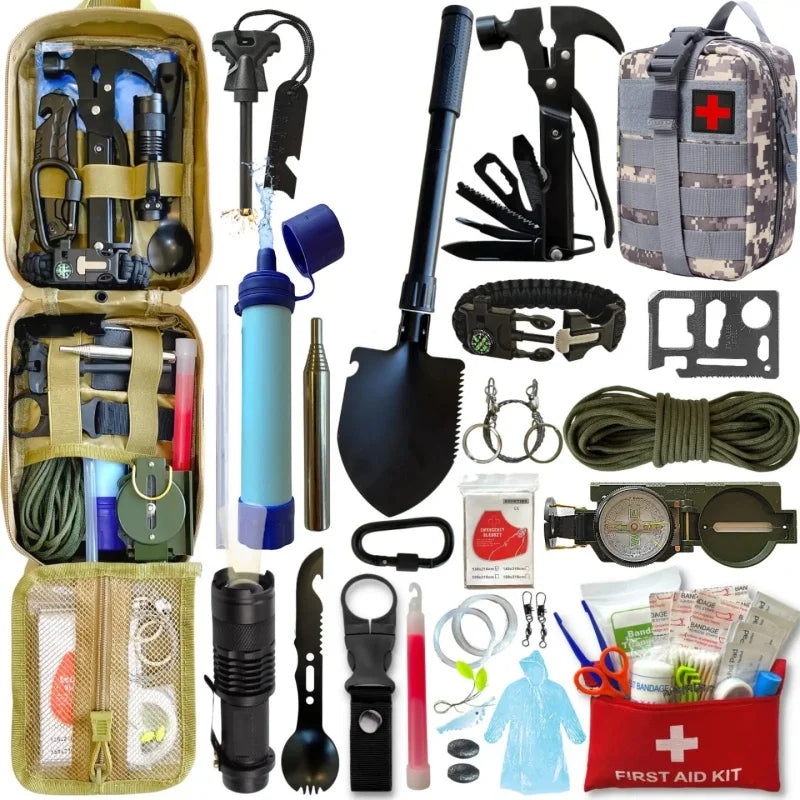 Kit de survie SONORA 72 heures avec équipements essentiels pour l'urgence, comprenant nourriture, outils et matériel de premiers secours