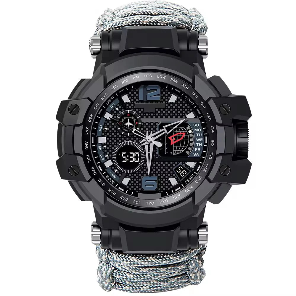 Montre boussole SONORA avec cadran clair et bracelet en cuir, conçue pour la navigation et l'aventure en plein air.