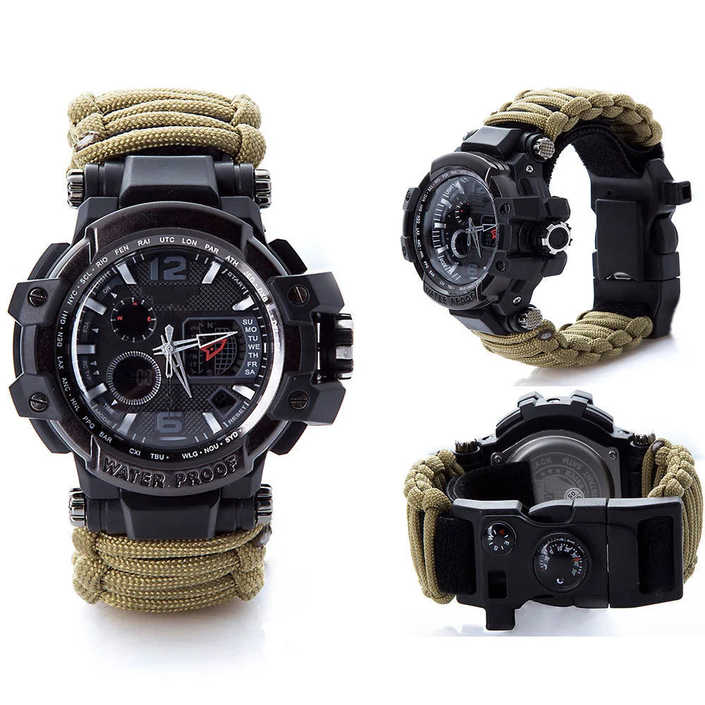 Montre boussole SONORA avec cadran clair et bracelet en cuir, conçue pour l'orientation et l'aventure en plein air.