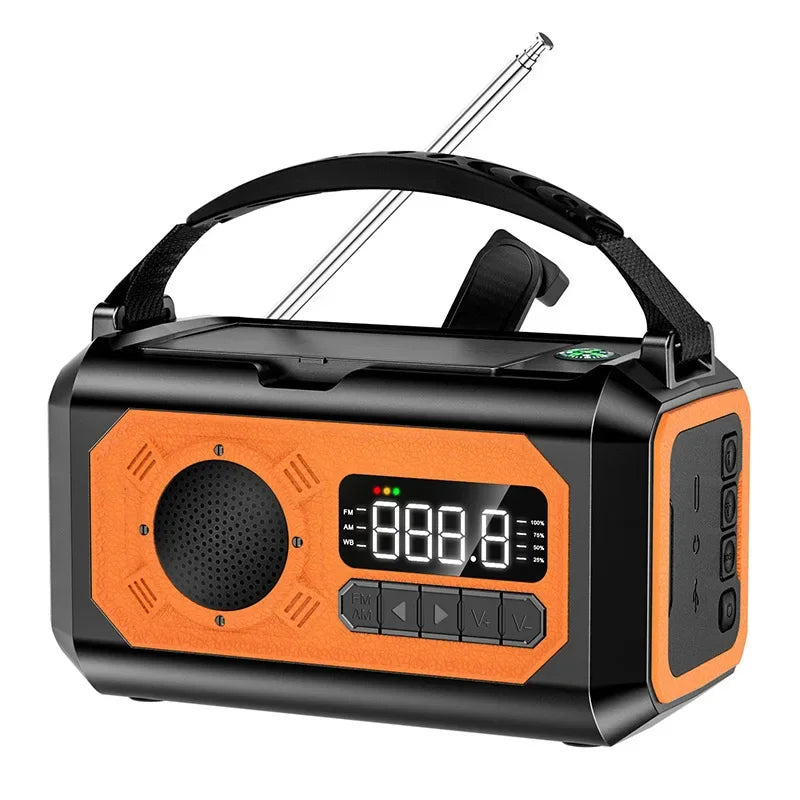 Radio d’urgence solaire à manivelle SONORA, compacte, avec batterie de 12000mAh, pour la radio et la recharge d’urgence.